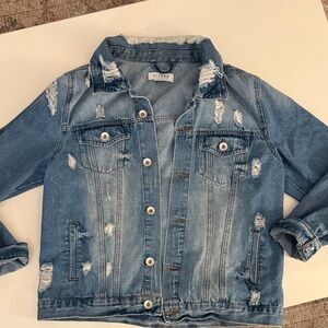 Distressed Denim Jean Jacket
